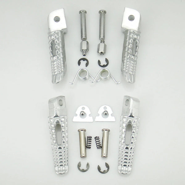 Motorcycle Front & Rear Footrest Footpegs For Suzuki GSXR1000 2005-2014 Silver