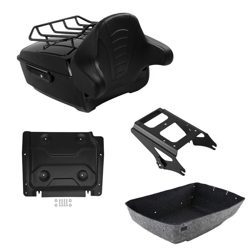 King Trunk Backrest Pad Mount Rack Plate Fit For Harley Touring Glide 09-13