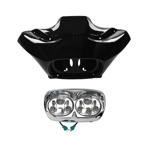 Front Fairings Cowl + Chrome LED Headlight Fit For Harley Road Glide 1998-2013