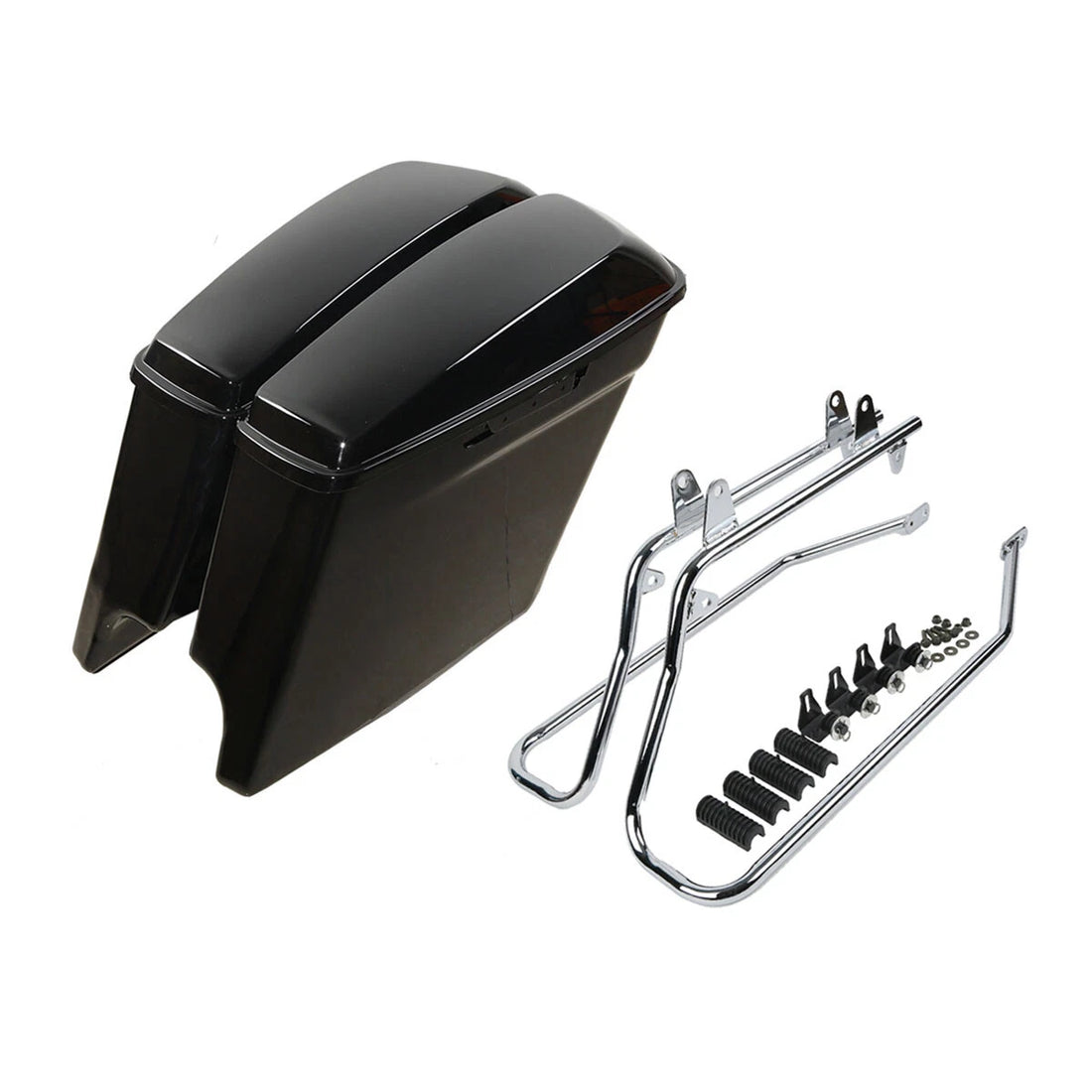 5" Extended Saddlebags w/ Conversion Bracket Fit For Harley Softail Fatboy 84-17