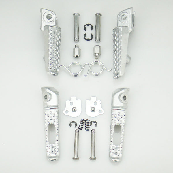 Motorcycle Front & Rear Footrest Footpegs For Honda CBR1000RR 2004-2012 Silver