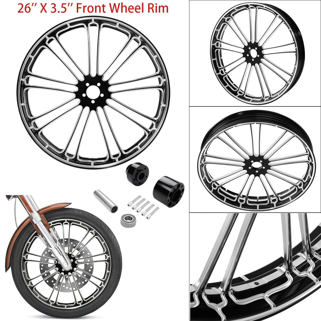 26x3.5'' Front Wheel Rim Single Disc Hub Fit For Harley Road Street Glide 97-20