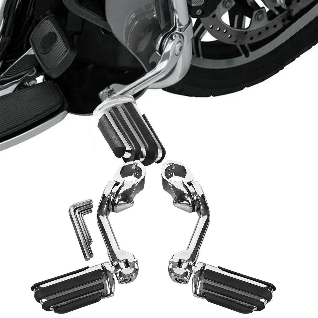 Adjustable Long Highway 1-1/4" 1.25" Bars Foot Pegs Fit For Harley-Davidson Dyna