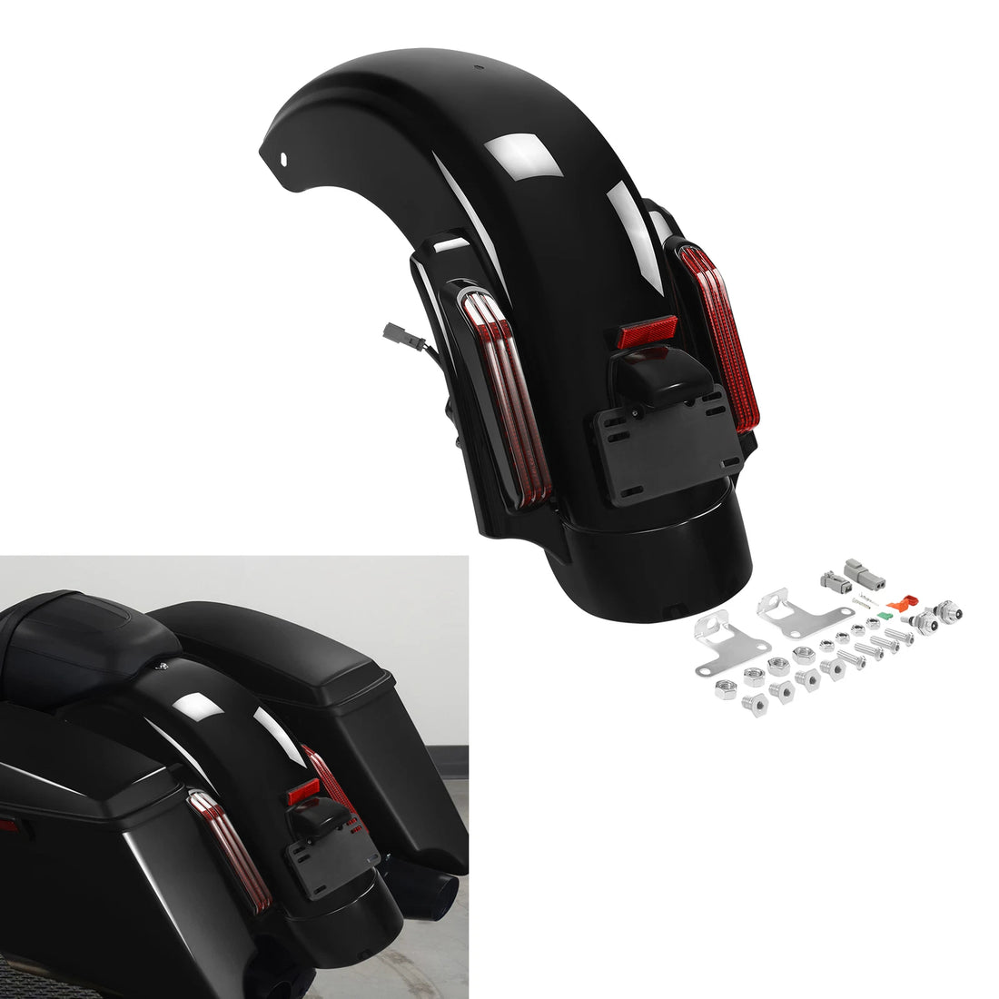 Rear Fender System LED Light Fit For Harley Touring Street Glide Road King 14-23