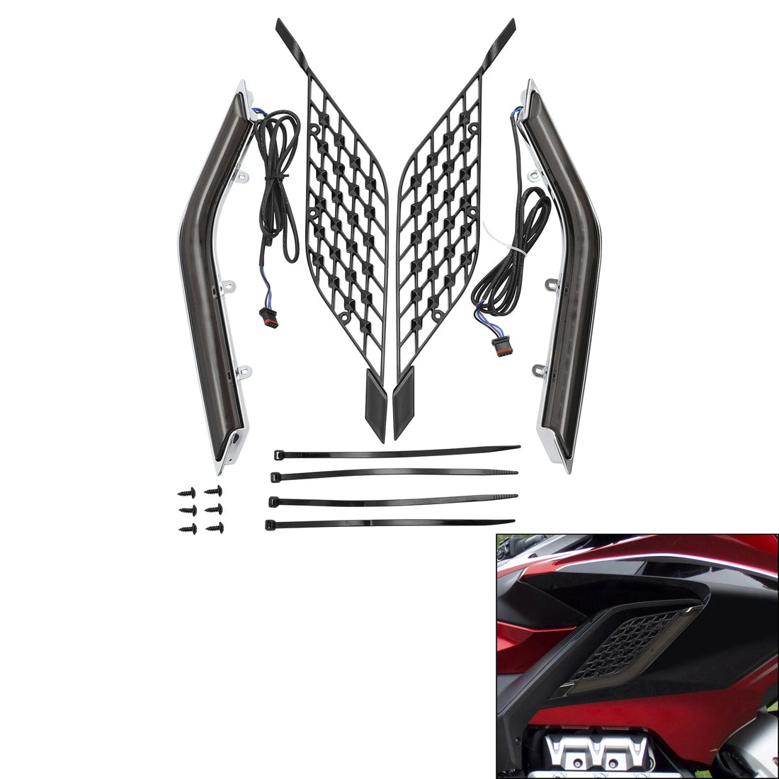 LED Radiator Grill Panels Light Decorative Fit For Honda Goldwing GL1800 2018-Up