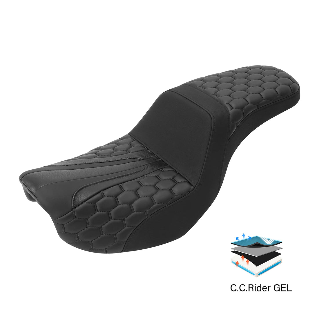 Black Gel Driver Passenger Seat Fit For Harley Dyna Street Bob Wide Glide 06-17