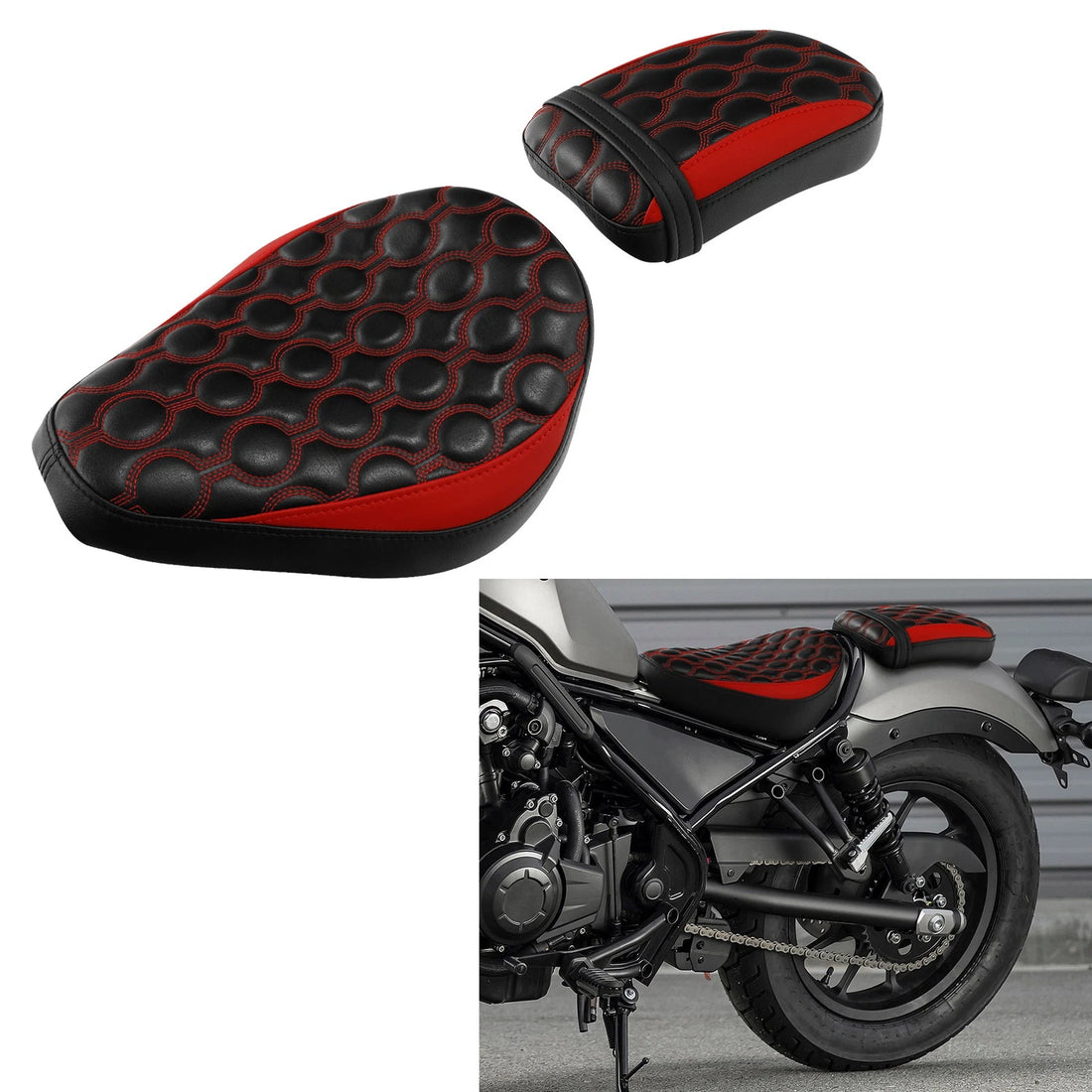 Comfortable Front Rear Red Stitching Seat Fit For Honda Rebel CMX300 2017-2024