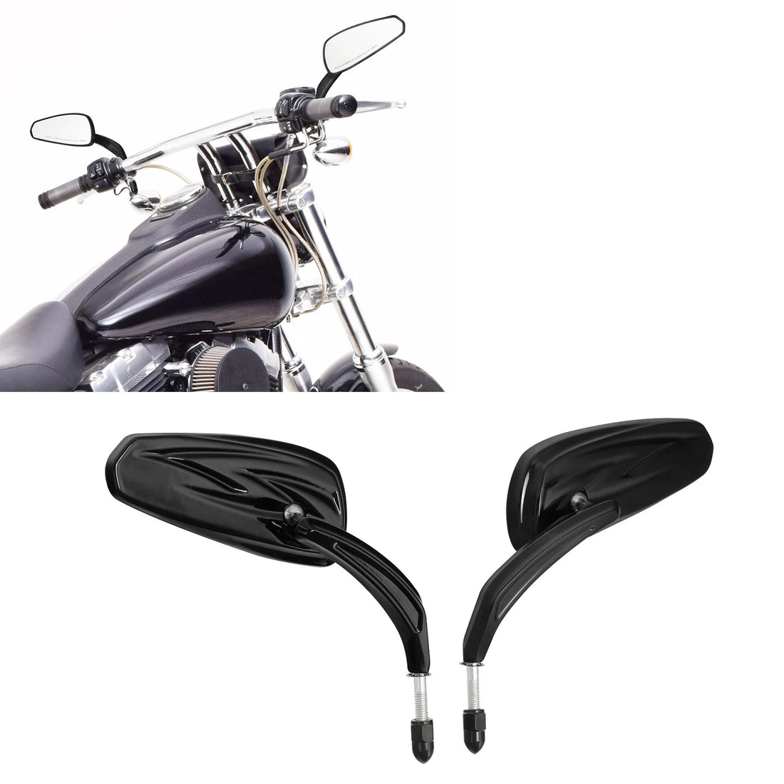 8mm Rear View Mirrors Fit For Harley Touring Road King Softail Sportster XL 883