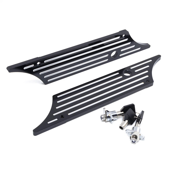 Locks Key Set Black Billet Saddlebag Latch Cover For Harley Electra Street Glide