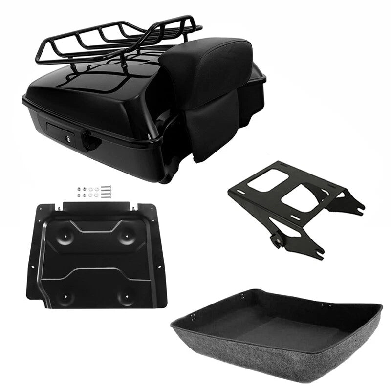 Chopped Trunk Backrest Mount Rack Plate Fit For Harley Touring Road Glide 14-26