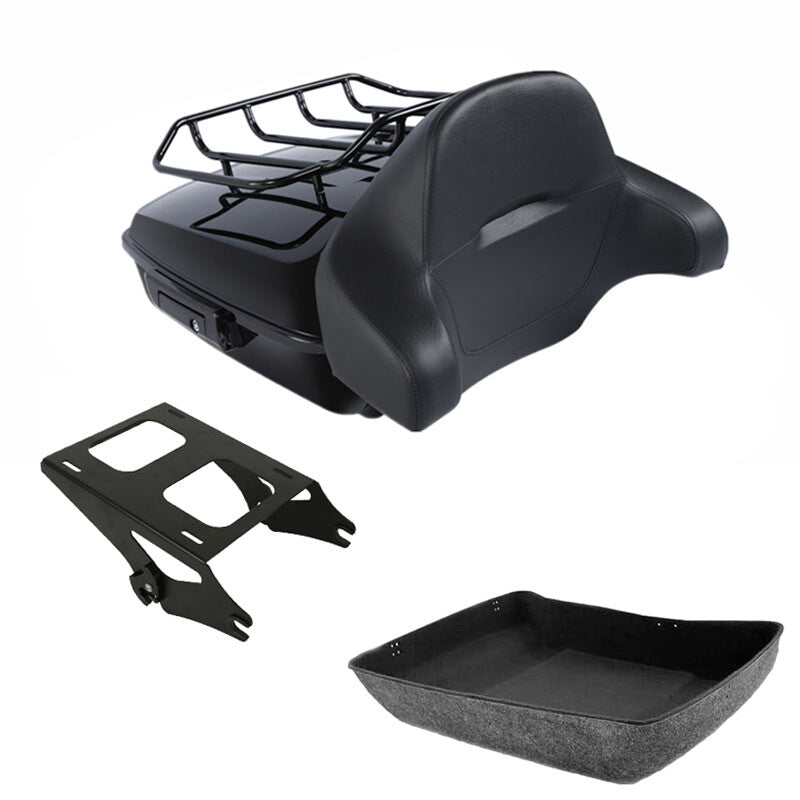 Chopped Trunk Backrest Pad Mount Rack Fit For Harley Road Glide 2014-2026 Black