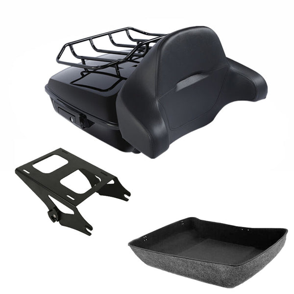 Chopped Trunk Backrest Pad Mount Rack Fit For Harley Road Glide 2014-2026 Black