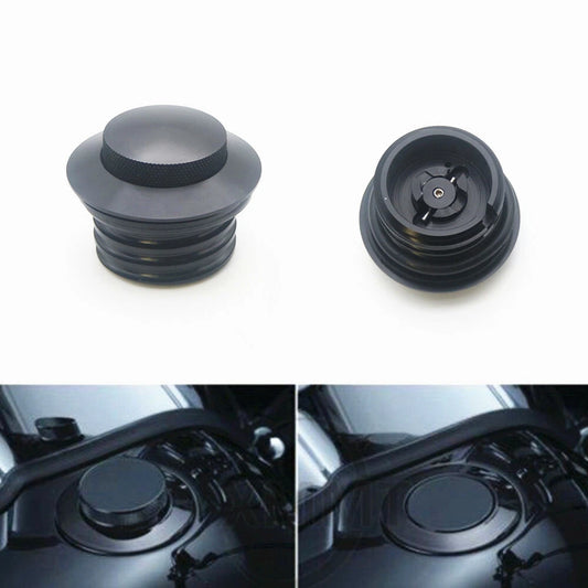 Black Flush Pop Up Reservoir Vented Fuel Tank Gas Cap For Harley Dyna 1982-2010