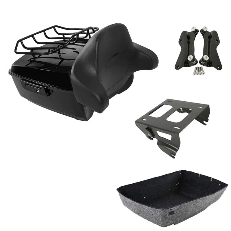King Trunk Pad Backrest Solo Mount Rack Docking Kit Fit For Harley Touring 14-26