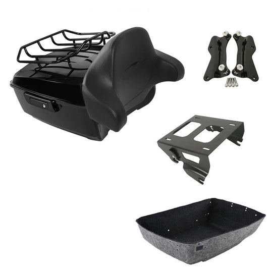 King Trunk Pad Backrest Solo Mount Rack Docking Kit Fit For Harley Touring 14-26