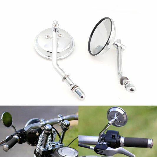 3"Chrome Round Rear View Side Mirror For Harley Sportster Dyna Softail 1990-2014