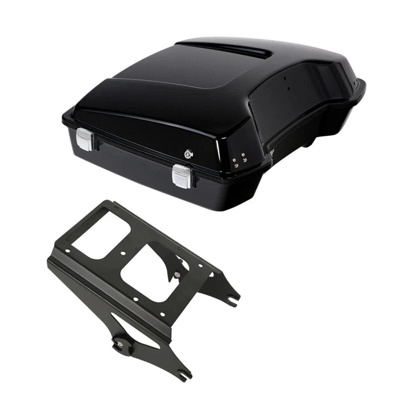 Black Razor Trunk w/ Two Up Mounting Rack Fit For Harley Touring 09-13