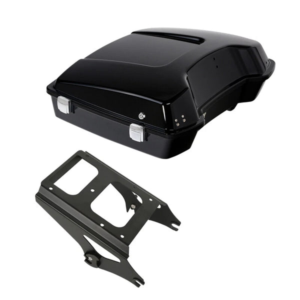 Black Razor Trunk w/ Two Up Mounting Rack Fit For Harley Touring 09-13