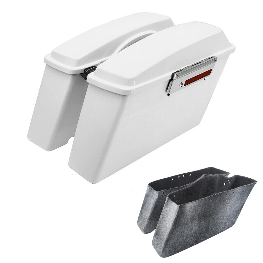 White Hard Saddlebags Fit For Harley Electra Street Road King Glide 1994-2013 12