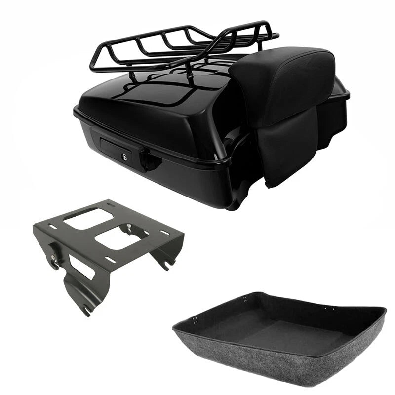 Chopped Trunk Backrest Rack Solo Mount Fits For Harley Touring Road Glide 14-26