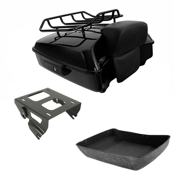 Chopped Trunk Backrest Rack Solo Mount Fits For Harley Touring Road Glide 14-26