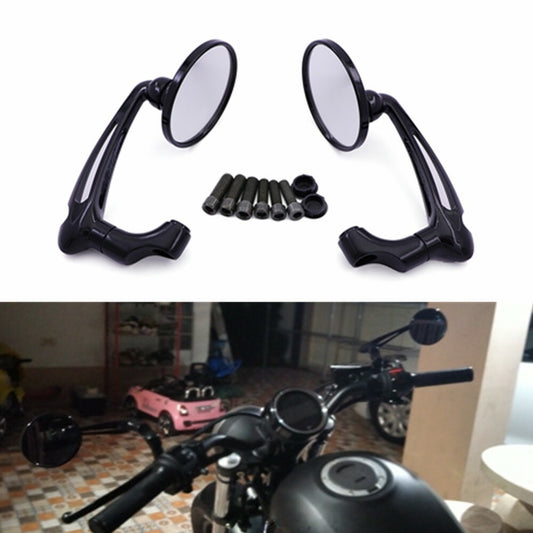 Black Retro L-bar Round Rearview Side Mirrors For Honda GN125 Cafe Racer Custom