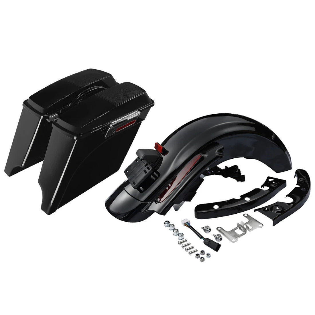 5" Stretched Hard Saddlebags Rear Fender System Fit For Harley Road King 09-2013
