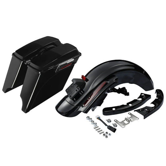 5" Stretched Hard Saddlebags Rear Fender System Fit For Harley Road King 09-2013