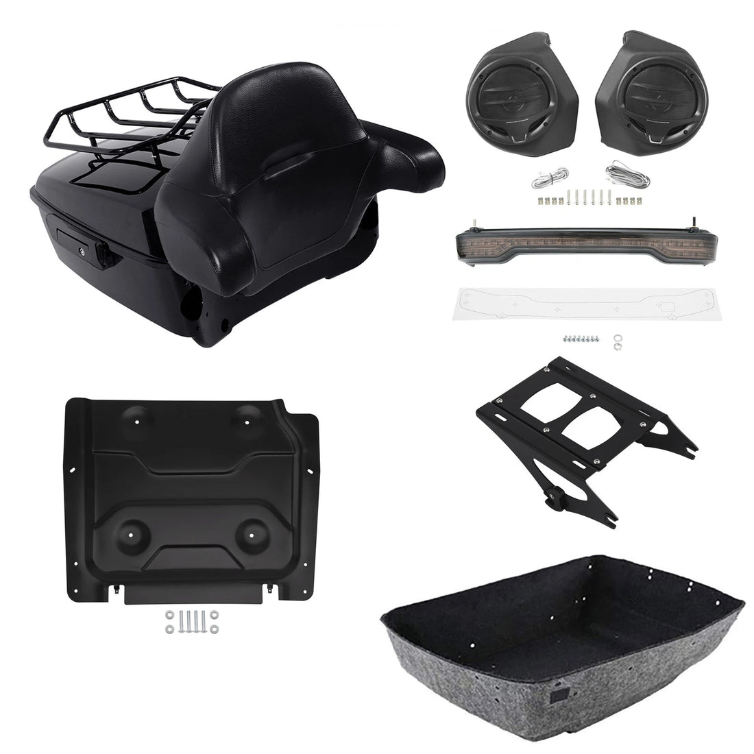 King Trunk Pad Mount Rack Lamp Speakers Plate Fit For Harley Touring 2014-2026