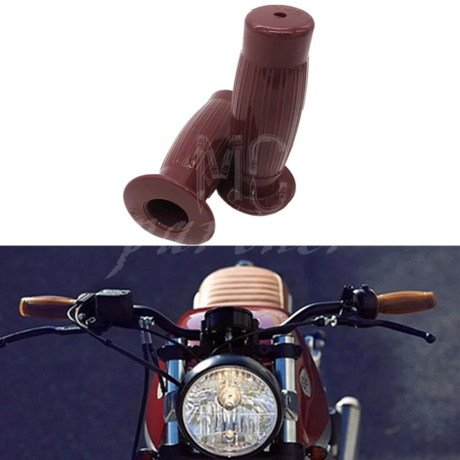 22mm 7/8" Brown Rubber Bike Hand Grip Handle Bar For Honda Harley Suzuki Yamaha