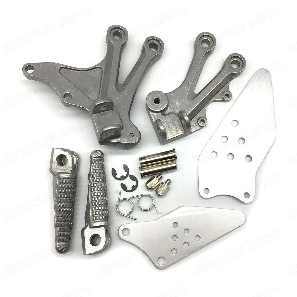Driver Front Footrests Foot Peg Kit Silver Fits Kawasaki Ninja ZX10R 2004 2005