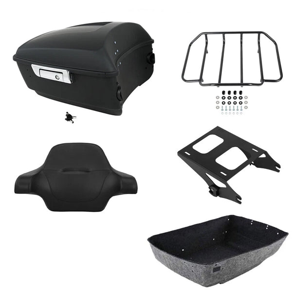 Matte Black King Trunk Pad Rack Mount Fit For Harley Touring Road Glide 2014-26