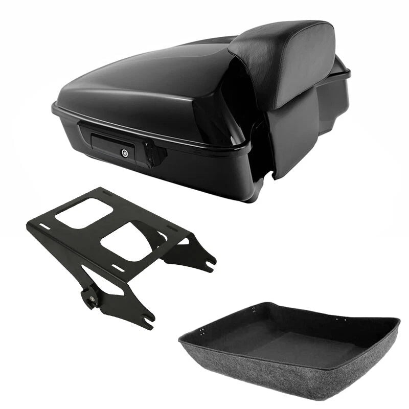 Black Chopped Trunk Backrest Mount Rack Fit For Harley Road Glide 14-26 Touring