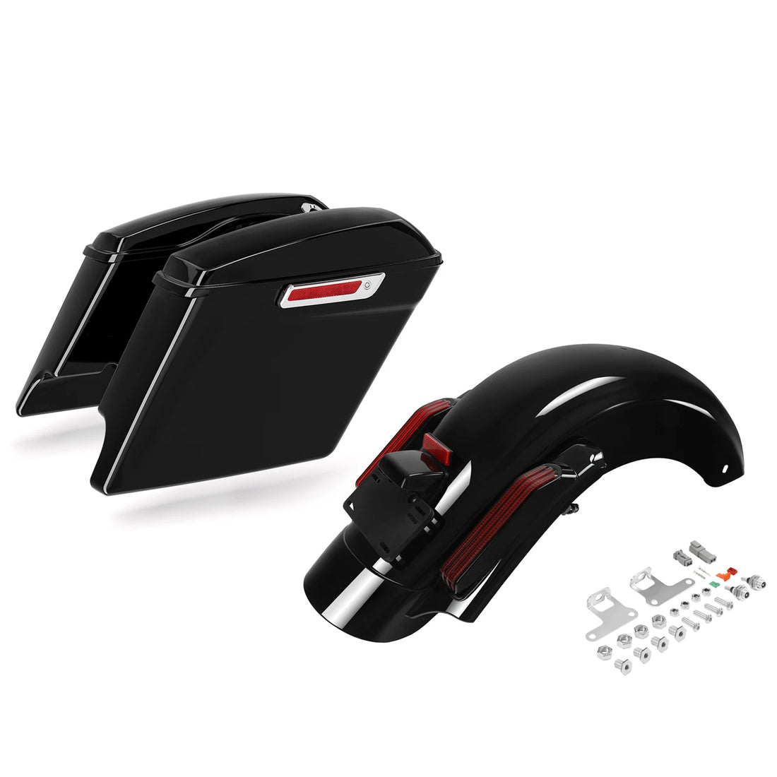 5" Stretched Saddlebags & LED Rear Fender Fit For Harley Cvo Road Glide 2014-24