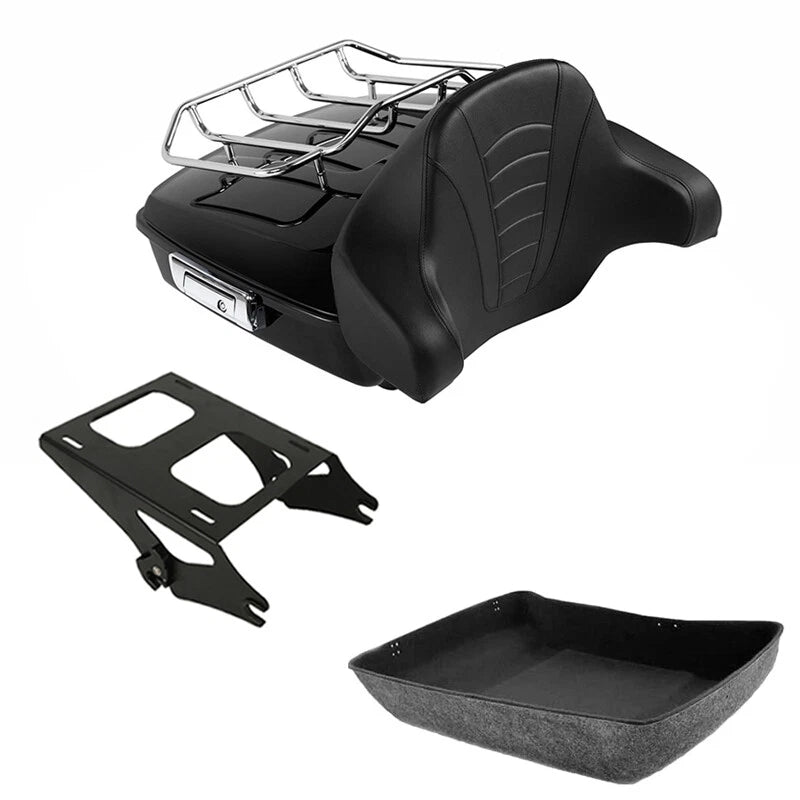 Chopped Trunk Backrest 2-Up Mount Rack Fit For Harley Touring Road Glide 2014-26