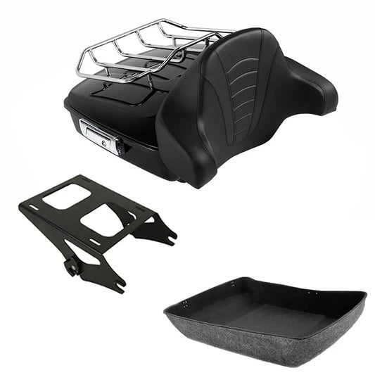 Chopped Trunk Backrest 2-Up Mount Rack Fit For Harley Touring Road Glide 2014-26