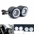 Black LED Twin Headlight Double Dual White DRL Lamp With Bracket For Cafe Racer
