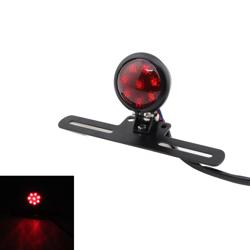 Black Mini Bates Style LED Tail Brake Light For Bobber Chopper Cafe Racer Custom