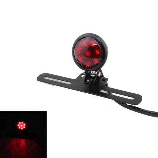 Black Mini Bates Style LED Tail Brake Light For Bobber Chopper Cafe Racer Custom