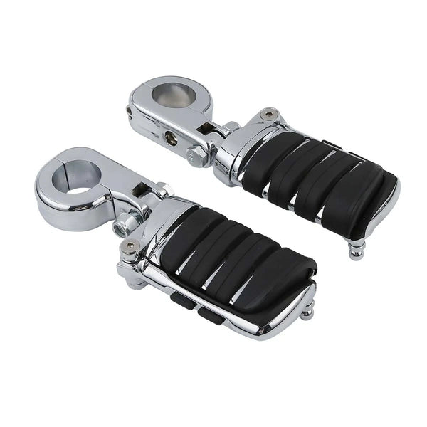 Chrome Highway Footpegs Pegs Clamps Fit For Harley 1-1/4" Engine Guard Crash Bar