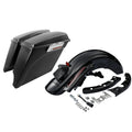 Matte Black 5" Stretched Saddlebags LED Rear Fender Fit For Harley Touring 09-13