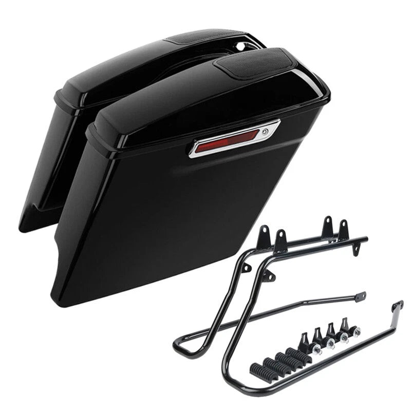 5" Stretched Saddlebags Speaker Lids & Bracket Fit For Harley Softail 1984-2017