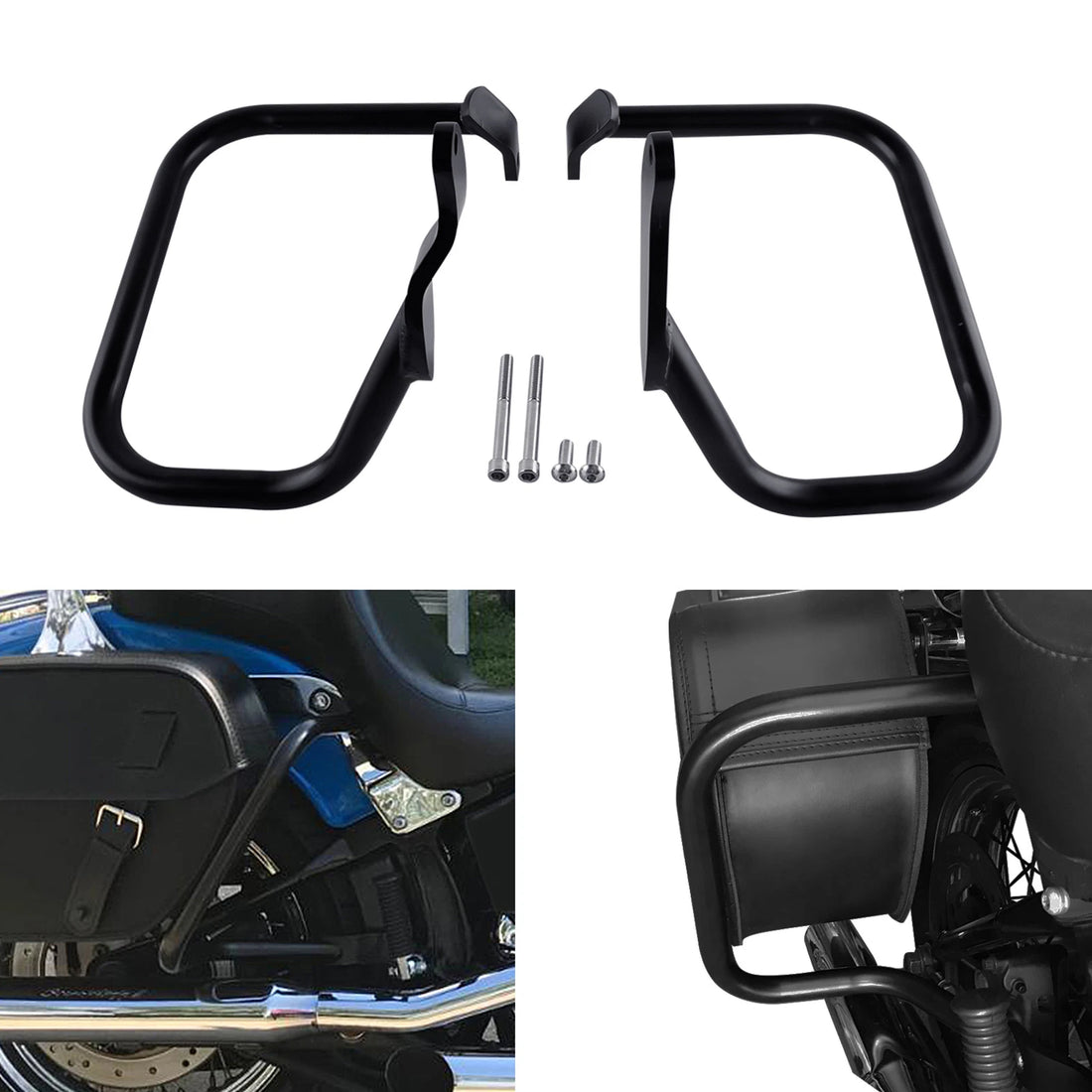 Rear Saddlebag Guard Rail Crash Bar Fit For Harley Softail Flst Flstc 2000-2017