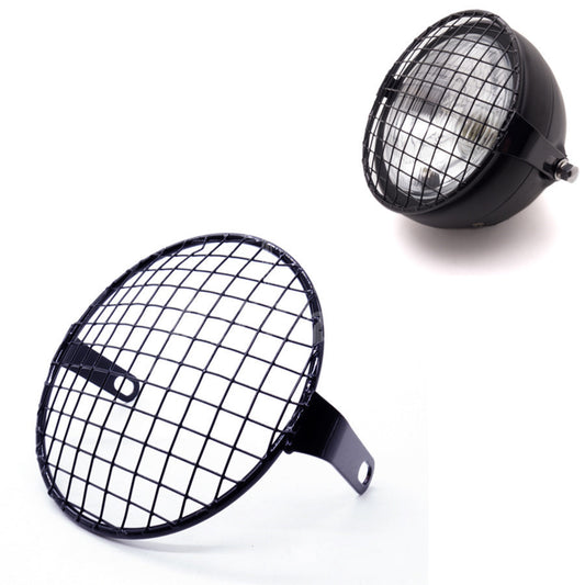 6.3" Retro Metal Motorcycle Grill Side Mount Headlight Cover Mask Cafe Racer CB