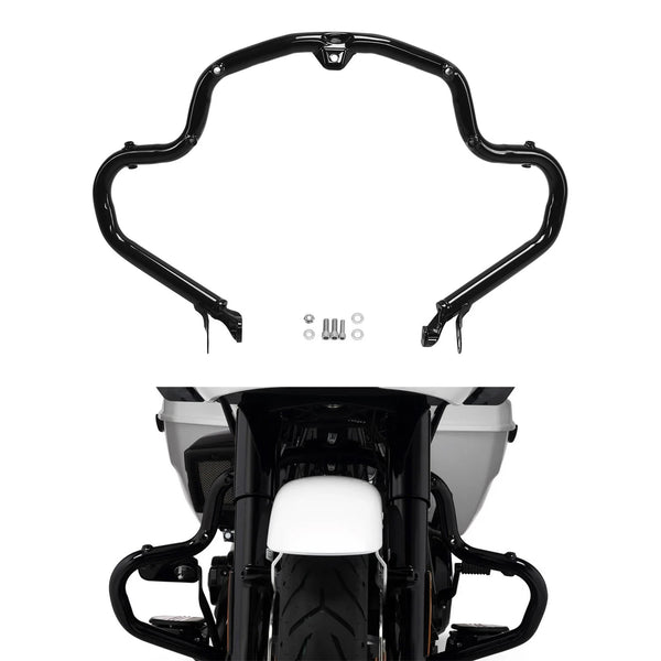 Black Highway Engine Guard Crash Bar Fit For Harley Cvo Road Street Glide 23-26
