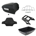 Matte Black King Trunk Backrest Pad Rack Mount Fit For Harley Street Glide 09-13