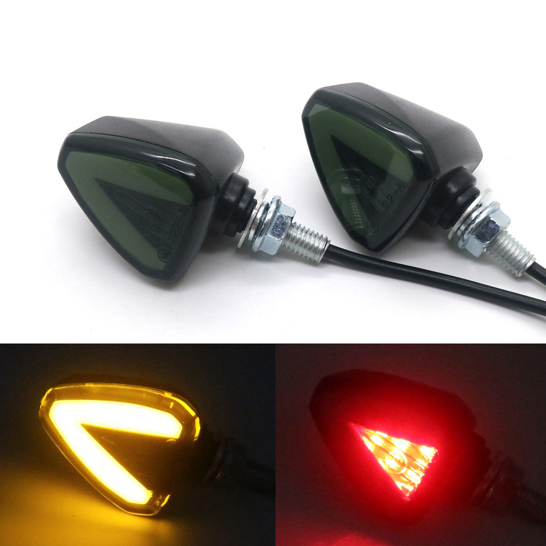 Black Motorcycle LED Arrow Amber Lamp Rear Turn Signal Brake lights Indicators