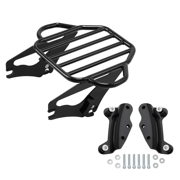 Black Two-Up Luggage Rack 4 Point Docking Kit Fit For Harley Electra Glide 09-13