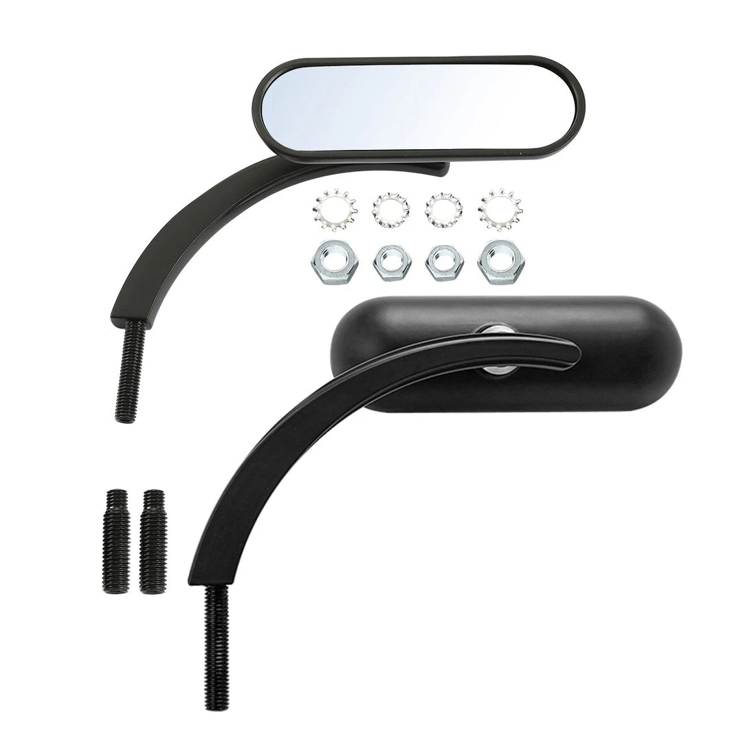 Black Mini Oval Rear View Mirrors Fit For Harley Touring Softail Sportster Dyna