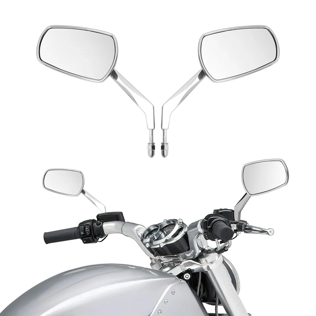 Chrome Rear View Mirrors Fit For Harley Touring Road King Electra Glide Softail